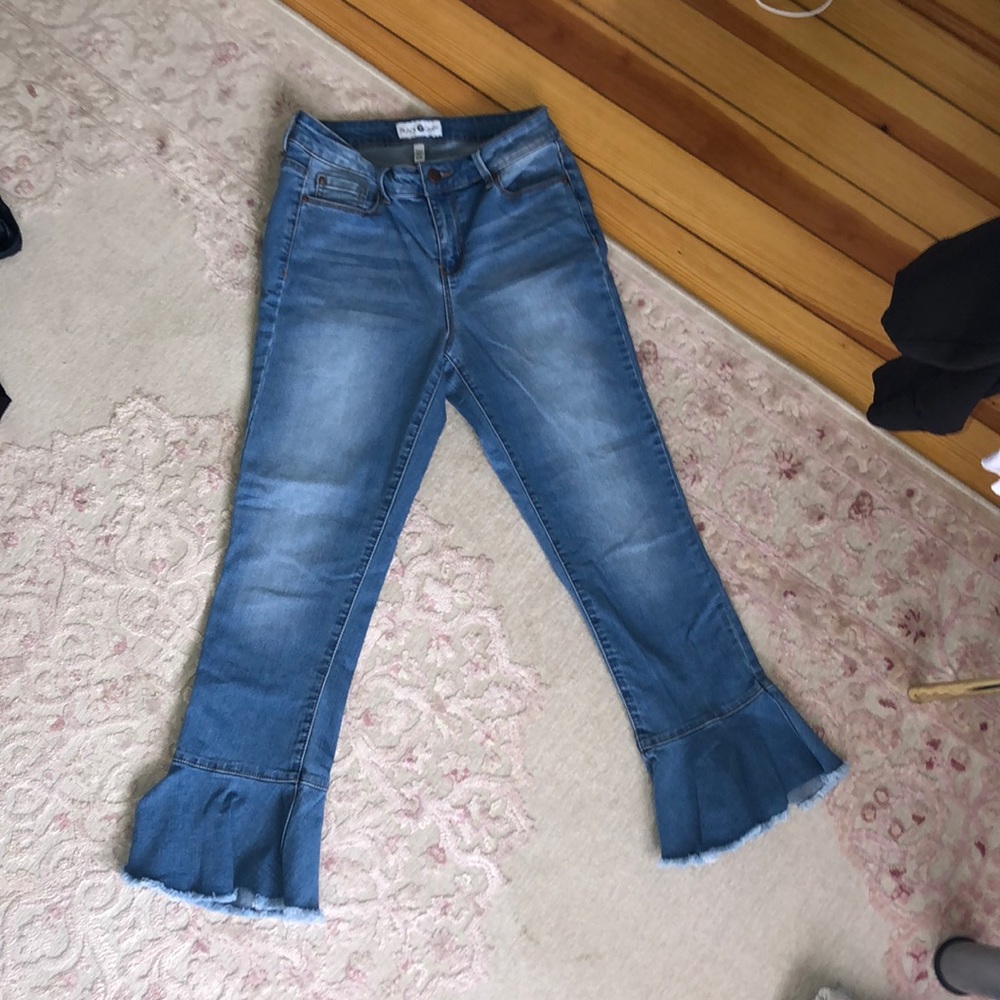 Blue denim flare jeans
